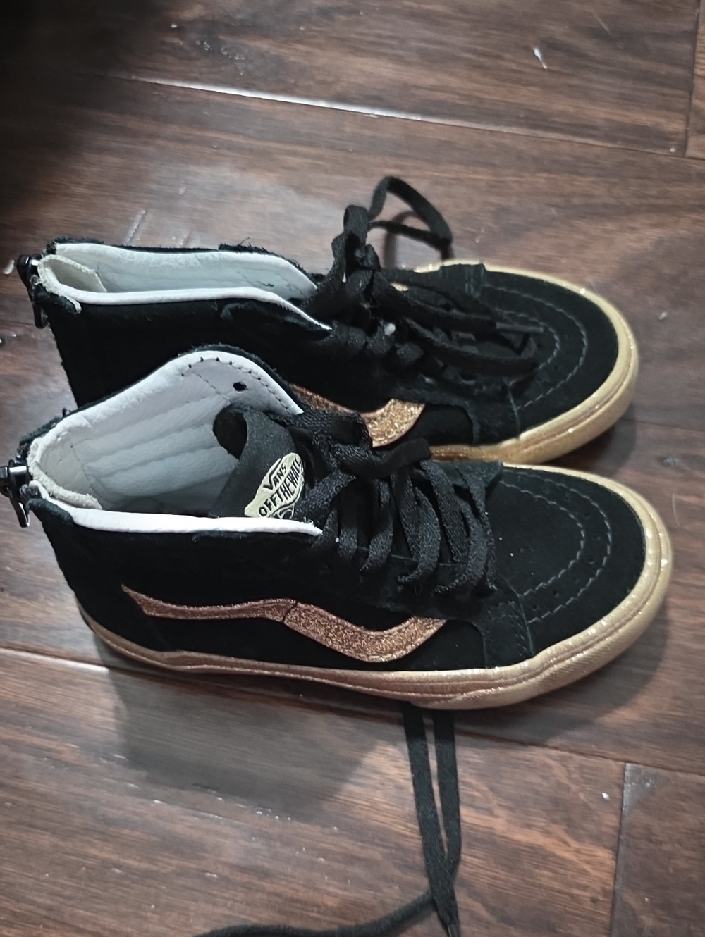 Vans Kids High-Top Sneakers in Black with Gold Accent
